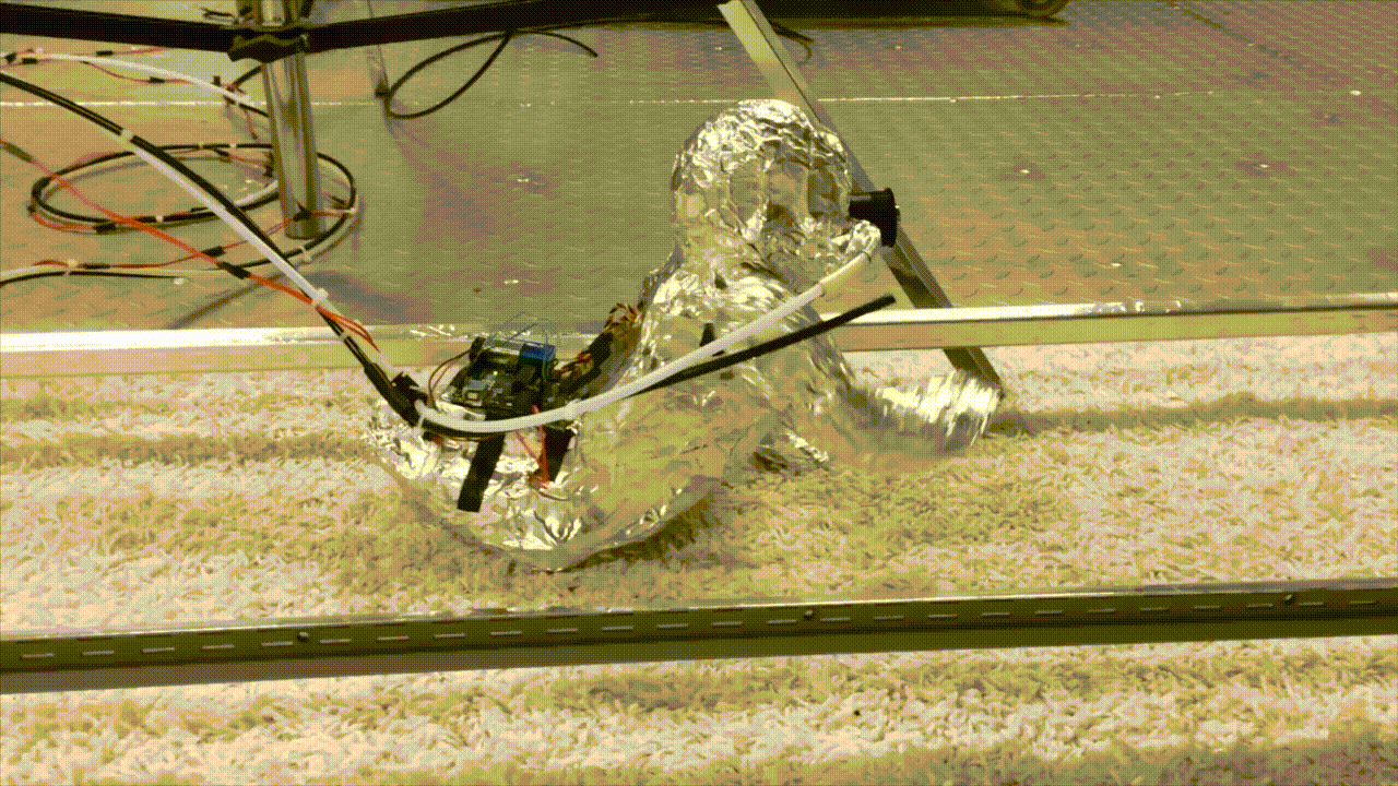Robot designed to simulate crawling baby. 